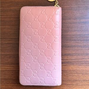 Gucci Pink Guccissima Zip Wallet